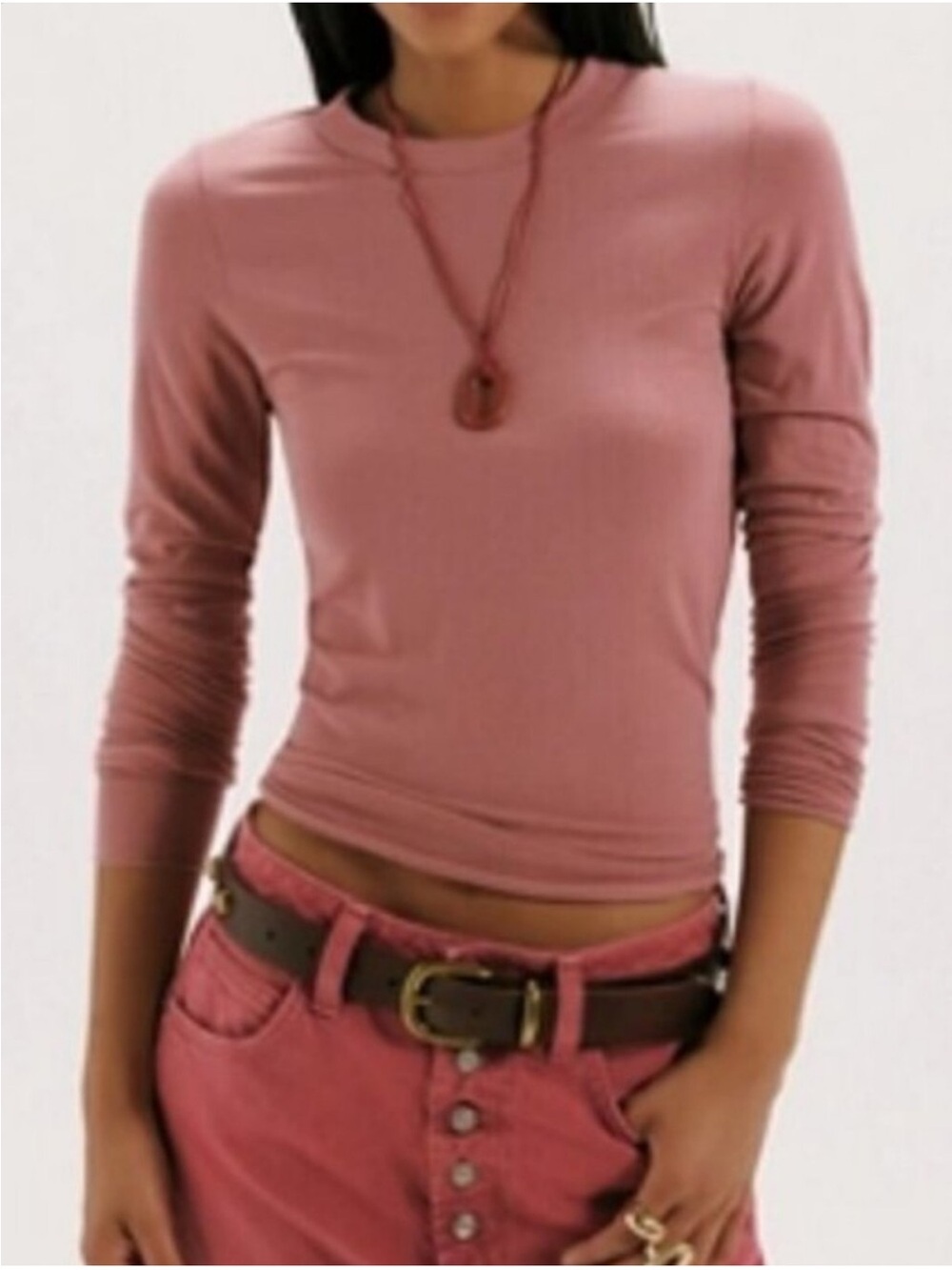 Free People So Soft Seamless Modal Long Sleeve In Rose Dawn NWT Size XS/S